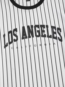 Manfinity VCAY 男士字母圖案條紋圖案T恤 - 白色 - 查看 4