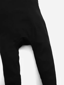 SHEIN Baby Ribbed Knit Letter Graphic Jumpsuit - Black - View 4
