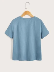 SHEIN Niños Camiseta con estampado de póker - Neblina azul - Ver 2
