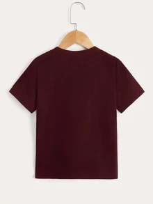 SHEIN Boys Tropical Print Tee - Maroon - View 2