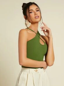 SHEIN BAE Top z prążkowanej dzianiny z krzyżowaniem