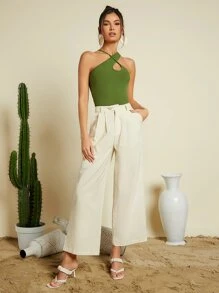 SHEIN BAE Top z prążkowanej dzianiny z krzyżowaniem