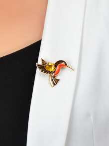 鳥形狀胸針 - 金黃色 - 查看 1
