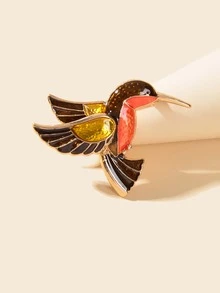 鳥形狀胸針 - 金黃色 - 查看 2