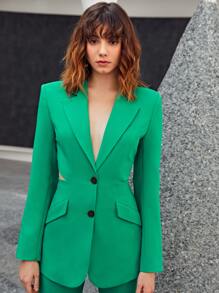 BizChic Blazer de espalda con abertura unicolor - Verde - Ver 3