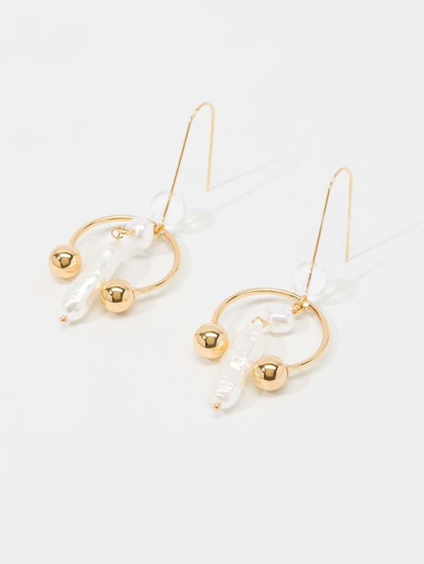 Faux Pearl Decor Earrings SHEIN USA