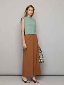 MOTF PREMIUM Áo hai dây Dây kéo - Màu xanh Bạc hà - Xem 7