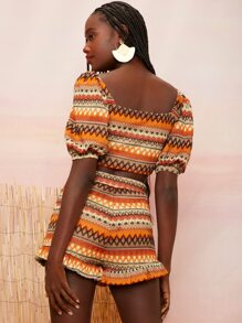 SHEINNeu Bộ đồ hai mảnh nữ Cắt ra Nhẫn In chữ V Boho - Nhiều màu - Xem 2