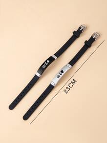 2pcs Couple Letter & Crown Print Bracelet - Multicolor - View 4