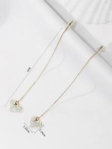 方晶鋯石心耳環 - 金黃色 - 查看 4