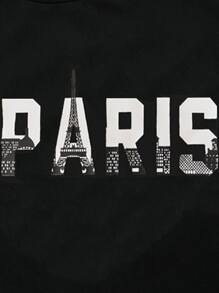 SHEIN Unity Tower & Letter Graphic Bodysuit - Black - View 4