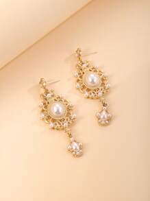 Faux Pearl Decor Drop Earrings - Multicolor - View 2