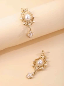 Faux Pearl Decor Drop Earrings - Multicolor - View 3