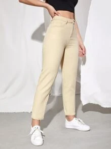 Jeans de pierna recta de talle alto - Albaricoque - Ver 5