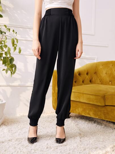 SHEIN ソリッド シャーリングヘム キャロットパンツ