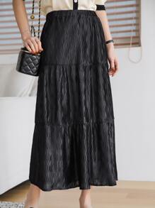 DAZY Seam Detail Ruffle Hem Skirt - Black - View 7