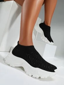 Cuccoo Slip On Chunky Sneakers - Black - View 2