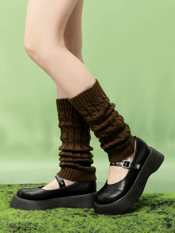 Fairycore Plain Knit Leg Warmers SHEIN USA