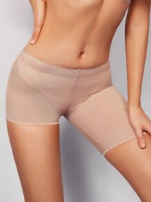 SHAPORA 素色不對稱塑身褲 - 杏色 - 查看 3