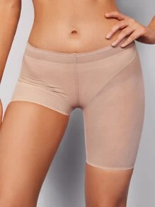 SHAPORA 素色不對稱塑身褲 - 杏色 - 查看 4