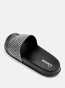 水鑽裝飾寬版拖鞋