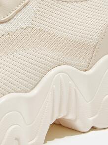 Cuccoo Patch Detail Lace-up Front Chunky Sneakers - Apricot - View 3