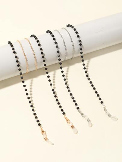 2 Pieces Boho Acrylic Faux Pearl Eyeglass Chain, Girls' Fashion Glasses Lanyard, Anti-Loss Eyeglass Chain, Eyeglass Decorative Chain, Anti-Loss Eyeglass Strap, Non-Slip Eyeglass Chain.