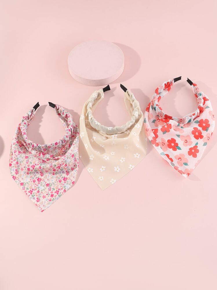 3件套女孩碎花布艺发带及发饰，日常装饰 - 彩色 - 查看 2