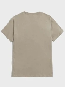 Manfinity RebelGame 男士字母圖案T恤 - 卡其色 - 查看 2