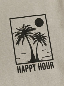 Manfinity RebelGame 男士字母圖案T恤 - 卡其色 - 查看 3