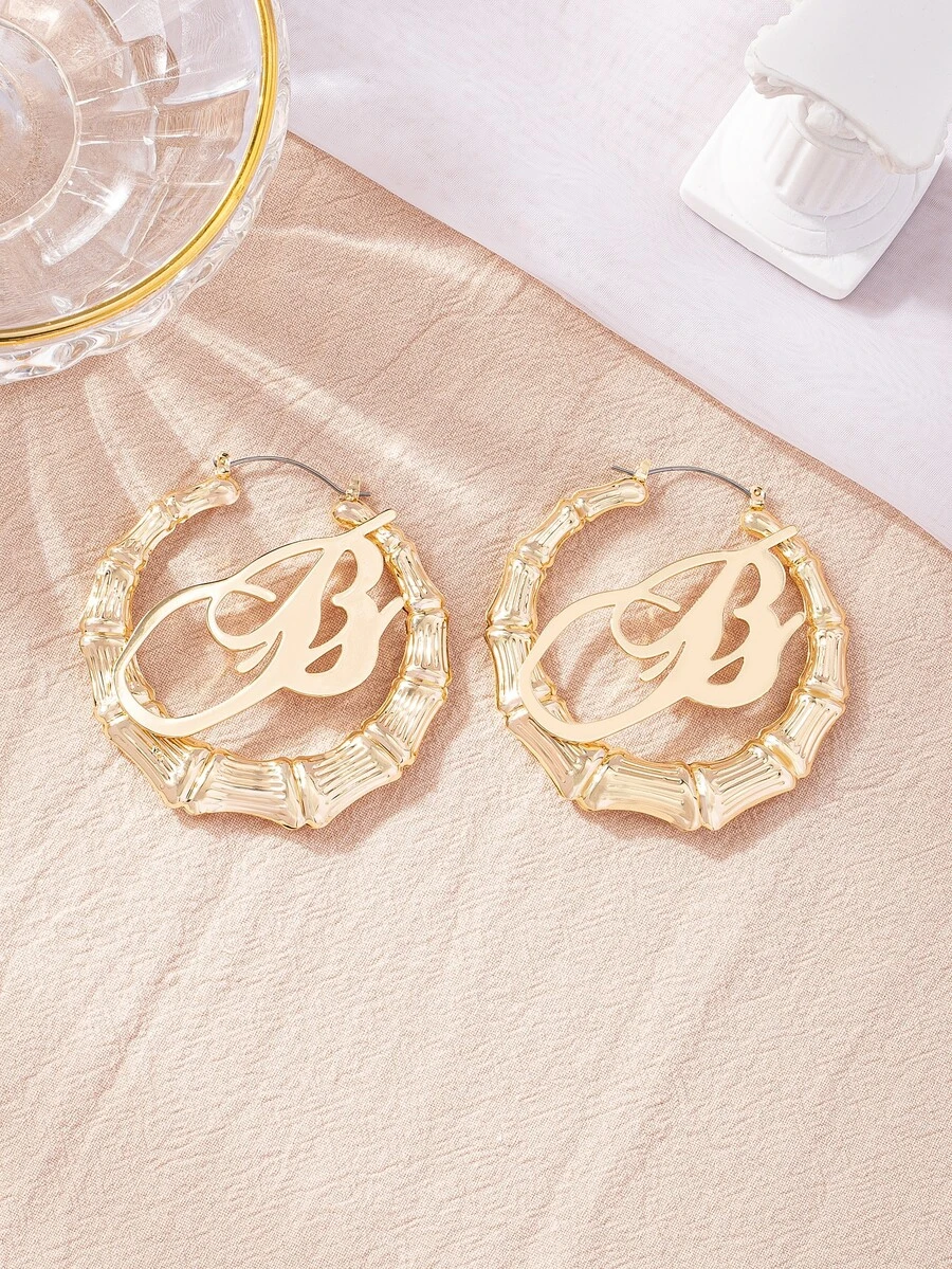 Thư trang trí hoa tai bằng tre đan - Vàng - Xem 1