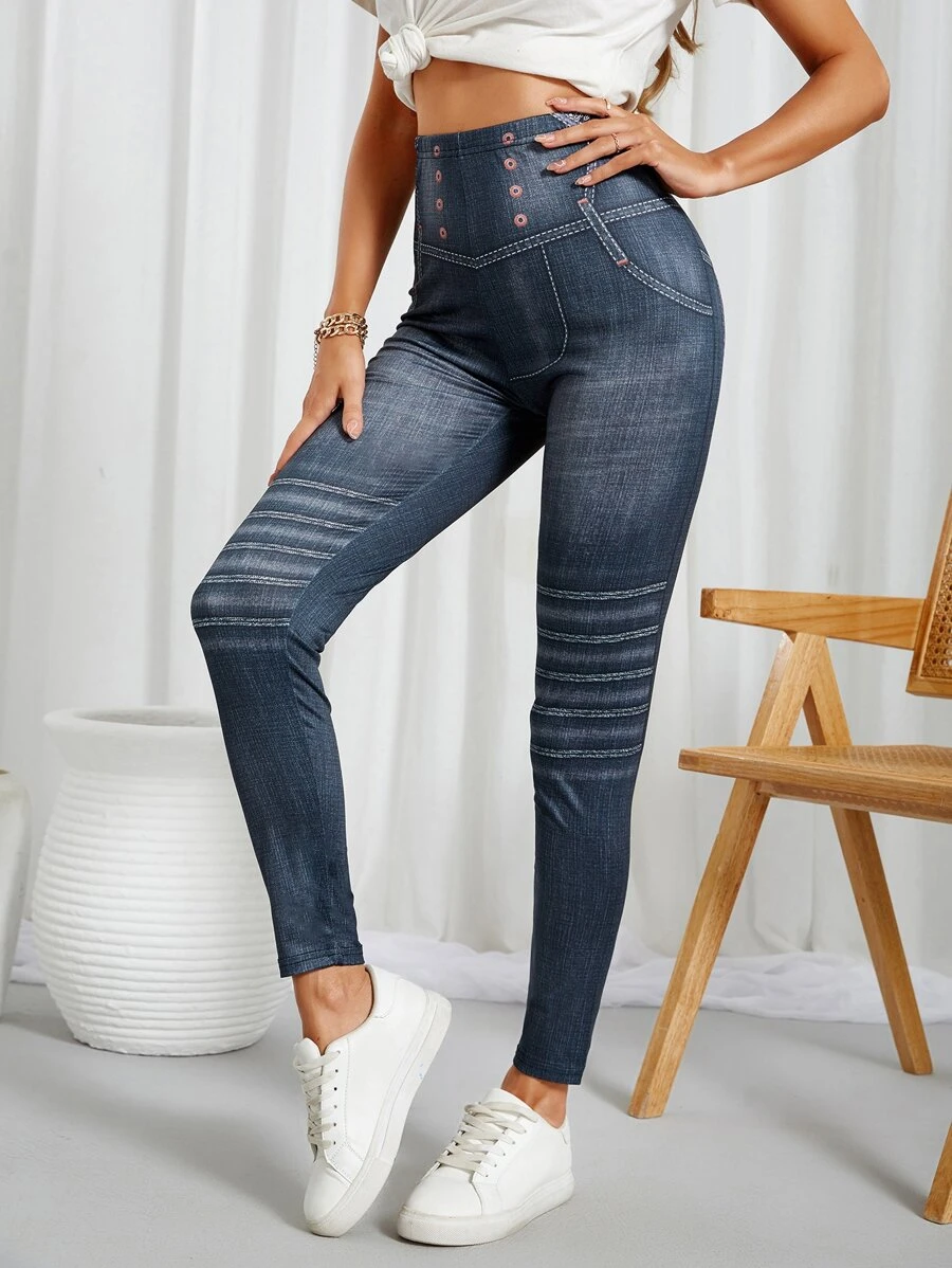 EMERY ROSE Quần tất nữ Hình học Giải trí - Màu xanh hải quân - Xem 1