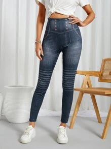 EMERY ROSE Quần tất nữ Hình học Giải trí - Màu xanh hải quân - Xem 3