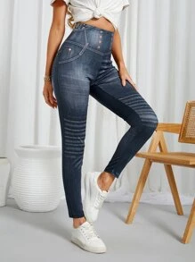 EMERY ROSE Quần tất nữ Hình học Giải trí - Màu xanh hải quân - Xem 4