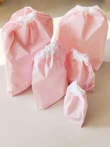 5pcs Heart Print Travel Storage Bag Set,Boho Vibes - Pink - View 1