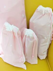 5pcs Heart Print Travel Storage Bag Set,Boho Vibes - Pink - View 3