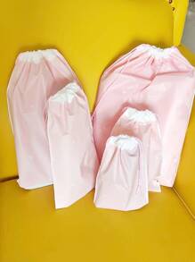 5pcs Heart Print Travel Storage Bag Set,Boho Vibes - Pink - View 6