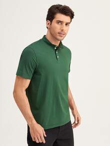 Shein Men Mock Neck Half Button Polo Shirt Shein Usa
