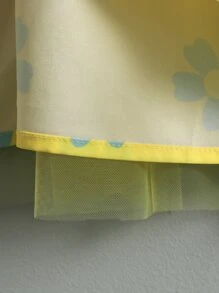 女孩印花蝴蝶袖網紗洋裝和髮箍