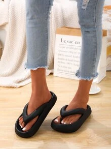 夾腳厚底人字拖 - 黑色 - 查看 1