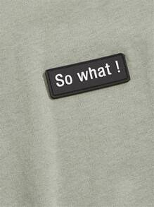 GENTILAND Men Cotton Patched Detail Crew Neck Tee - Army Green - View 5