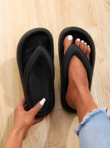 夾腳厚底人字拖 - 黑色 - 查看 3