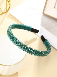 1 chiếc băng đô đính cườm pha lê thanh lịch - màu xanh lá - Xem 2