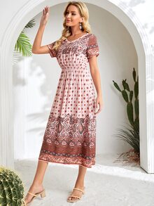 EMERY ROSE 佩斯利印花蝙蝠袖洋裝不附腰帶 - 彩色 - 查看 4