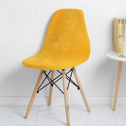 Solid Color Stretchy Chair Slipcover, Yellow Polyester Dining Chair Dust Slipcover For Household