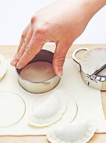 2pcs Stainless Steel Dumpling Mold & Cutter Set,Small Stainless Steel Dumpling Wonton Mould, Easy-tool For Dumpling Wrapper Dough Stamp Cutter Pastry Pie Making - Silver - View 6