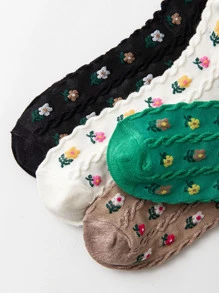 5 đôi tất cổ cao in hoa - Nhiều màu - Xem 5