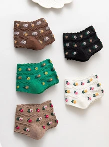 5 đôi tất cổ cao in hoa - Nhiều màu - Xem 6