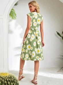 EMERY ROSE 滿版印花前紐扣連衣裙 - 彩色 - 查看 2