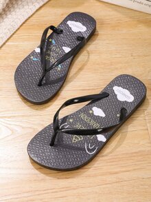 Chanclas con estampado de letra - Negro - Ver 6